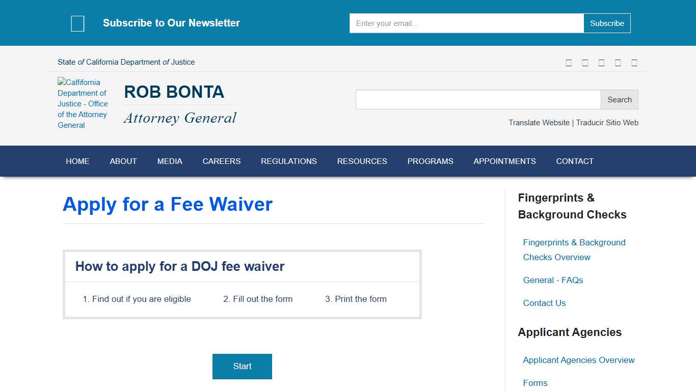 Apply for a Fee Waiver | State of California - Department of Justice - Office of the Attorney General